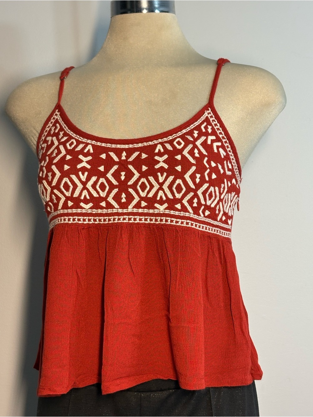 Forever 21 Red Embroidered Spaghetti-Strap Camisole